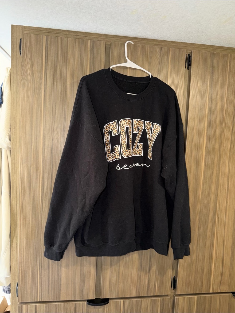 Gildan Black Sweatshirt with Leopard 'COZY' Graphic